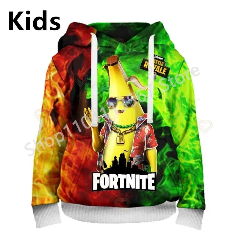Llama Battle Royale F-Fortnited Hoodies 3D Printed Men Women Children Sweatshirts Boy Girl Kids Streetwear Pullover Green Tops