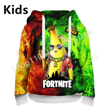 Llama Battle Royale F-Fortnited Hoodies 3D Printed Men Women Children Sweatshirts Boy Girl Kids Streetwear Pullover Green Tops