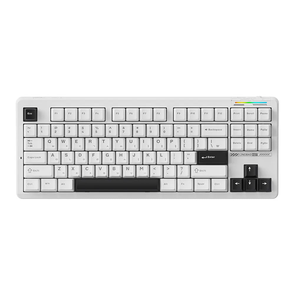 Tastiera wireless AULA×LINGBAO K87 con lettere coreane, keycap PBT con montaggio gasket, software macro, switch LEOBOG