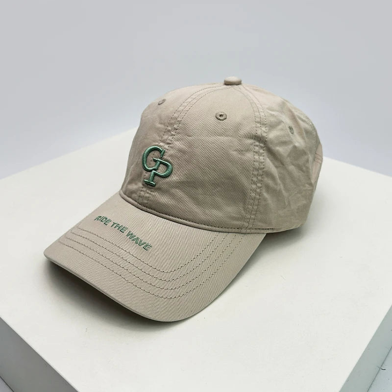 New Unisex Korean Embroidered GP Letters Baseball Hats Casual Breathable Retro Sunshade Peaked Caps Versatile Fashion Outdoor