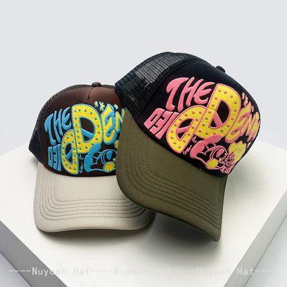 New Unisex Interesting 3D Printed Letter Baseball Hats Sunshade Cartoon Breathable Color Block Trucker Caps Mesh Versatile ins