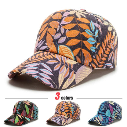 Wiosenno-letnia czapka z daszkiem w stylu koreańskim z motywem liści, unisex