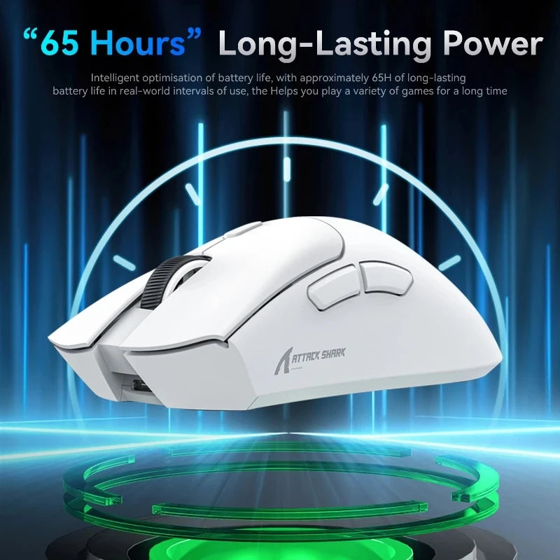 Ratón gaming inalámbrico Attack Shark R1 ligero Bluetooth 2.4G PAW3311 18000DPI ergonómico con macros