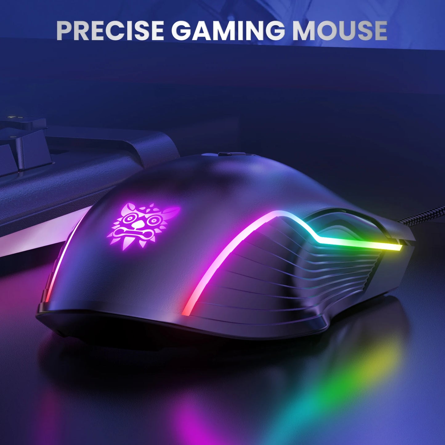 ONIKUMA Wired Gaming Mouse 6 Levels Adjustable 6400 DPI 7 Programmable Buttons 7 RGB Lighting Modes Ergonomic Mice for PC Gamer