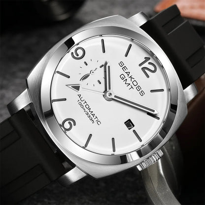 SEAKOSS 45mm Diving GMT Watch Automatic Mechanical Wristwatches Seagull ST2557 Movement 100M Luminous Calendar Men's Watches