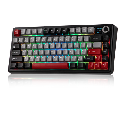 Teclado mecánico inalámbrico EPOMAKER X AULA F75 MAX compacto 75% con distribución ANSI, conexión por cable/Bluetooth/2.4GHz, pantalla TFT y perilla