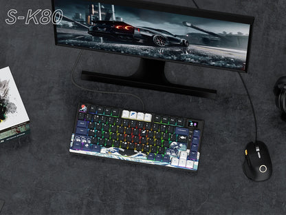 Teclado gamer Womier S-K80 com ecrã OLED a cores, teclado mecânico gaming hot-swappable com montagem gasket, teclado RGB personalizado