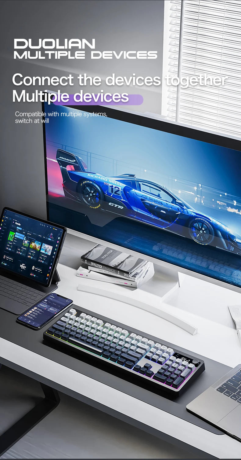 XUNFOX TK100 tastiera wireless 2.4 Bluetooth dual-mode gaming silenziosa per ufficio e notebook, universale