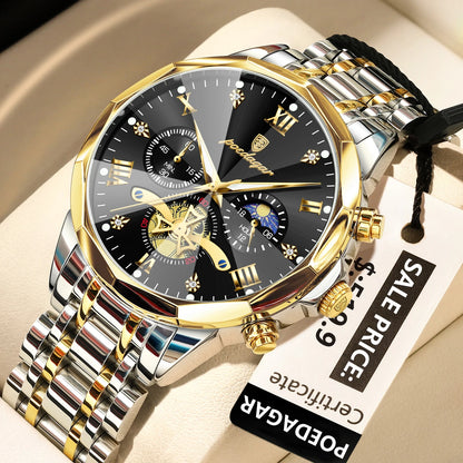 POEDAGAR Luxury Men Watch Top Original Waterproof Luminous Chronograph Man Wristwatch Stainless Steel Quartz Men's Watches Reloj