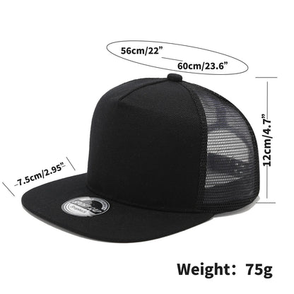 New style hip-hop baseball cap, best-selling, sun protection cap for beach, duckbill cap, light blue flat brim mesh cap