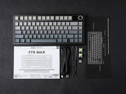 Teclado mecánico inalámbrico EPOMAKER X AULA F75 MAX compacto 75% con distribución ANSI, conexión por cable/Bluetooth/2.4GHz, pantalla TFT y perilla