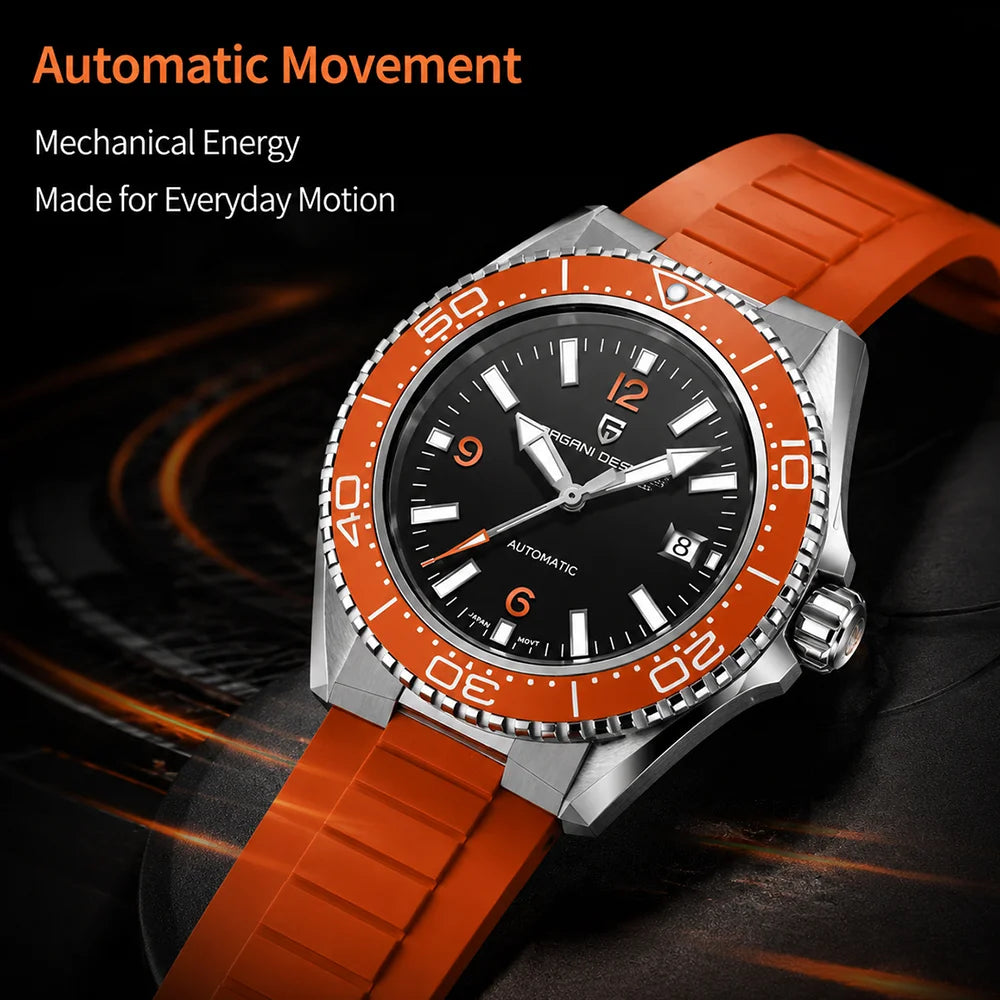 Pagani Design New Men's Mechanical Watch Luxury Sapphire Stainless Steel 100m Waterproof Ceramic bezel Automatic Watch