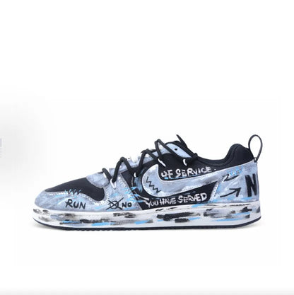 Custom Sneakers Nike Court Borough Drippy for Men Gray Area Theme American Retro Style Hand-drawn Graffiti Remake Versatile