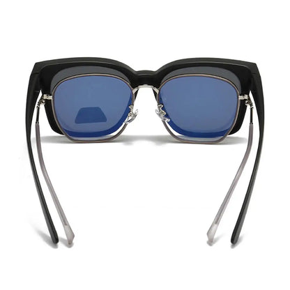 KLASSNUM Transfer Sunglasses Ladies Fit Over Sun Glasses Men Oversize Square Wrap Around Glasses for Prescription Myopia Goggles