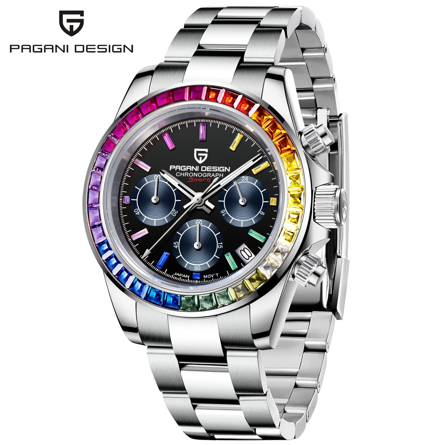 PAGANI DESIGN Men Exquisite Quartz Watch Luxury Choice VK63 Sapphire Mirror Stainless Steel Calendar Small Three-Pin Chronograph