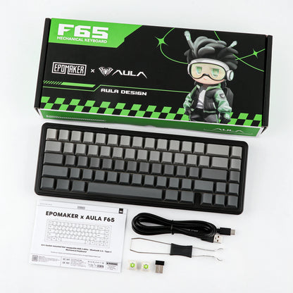 EPOMAKER x AULA F65 65% Layout Wired/Bluetooth 5.0/2.4G Wireless Hot-Swap Gasket-mounted Mechanical Gaming Keyboard for Mac/Win