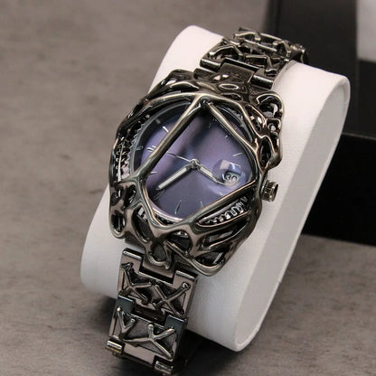 Fashion Y2K Antique Alabaster Quartz Watch Men Retro Black Strap Red Medieval Old Unique Creative Men Watches Luminous AAA Clock