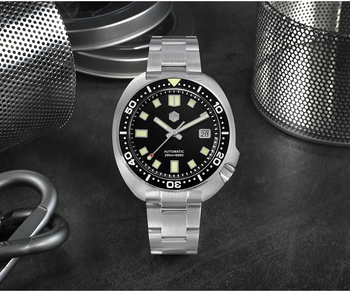 San Martin Turtle Men Diver Watch 44mm NH35 Automatic Mechanical Wristwatch Sapphire Waterproof 200m Luminous Relojes SN0047