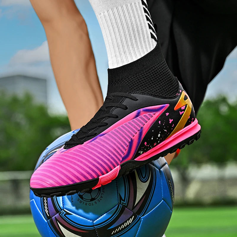 Nouvelles chaussures de football pour hommes, chaussures de sport, chaussures de futsal à cheville haute, chaussures de football de haute qualité, antidérapantes pour intérieur et extérieur, ultralégères, antidérapant