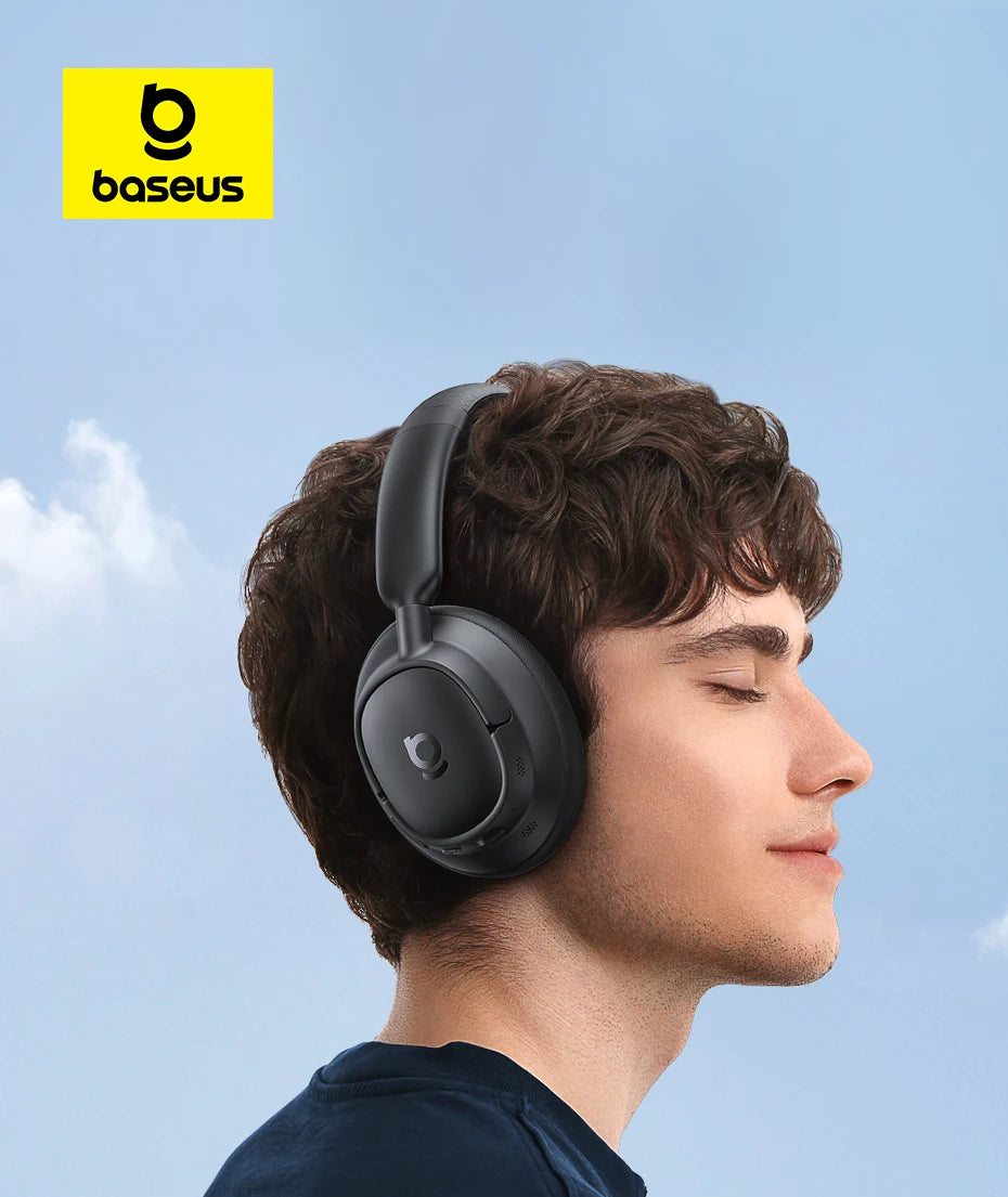 Baseus Bass EH10 NC Wireless Headphones Bluetooth 6.0 Noise Canceling 45dB Over Ear HeadsetSpatial Audio Earphone 80H Time