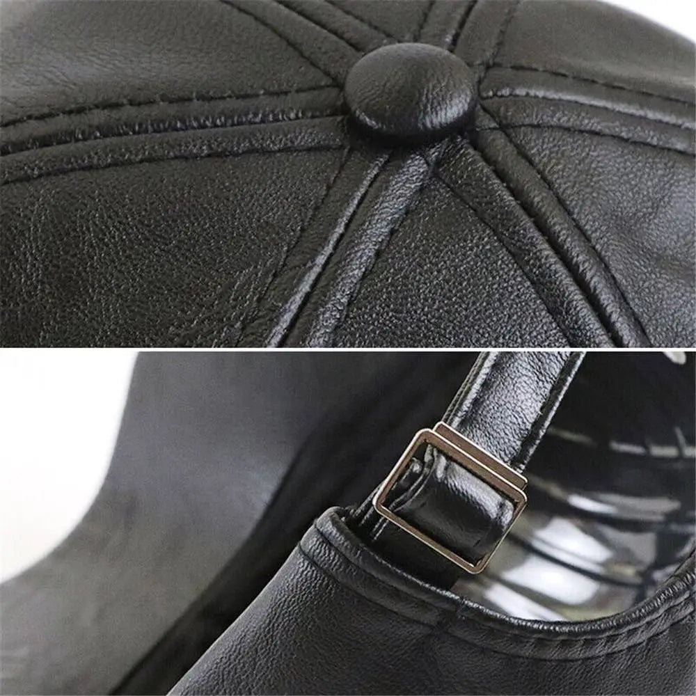 Men Hats Baseball Caps Leather Outing Cap Fashion Casual Adjustable Winter Warm Hat