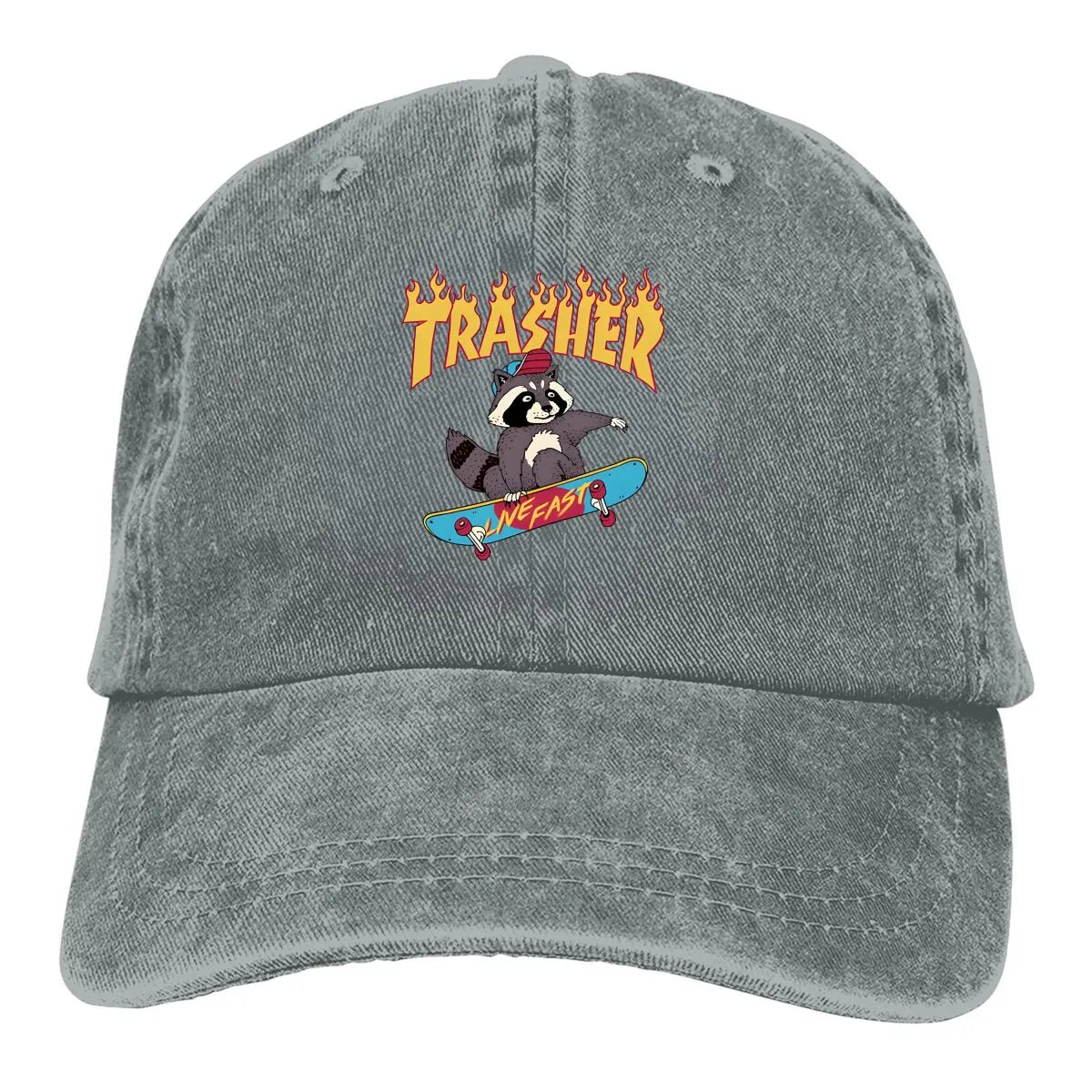 Trasher! Baseball Cap Men Hats Women Visor Protection Snapback Raccoon Lover Caps
