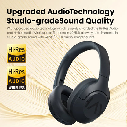 HAYLOU S30 Wireless Bluetooth 5.4 Headphones – 43dB Adaptive Noise Cancelling ANC Headset, 40mm Drivers, 80H Playtime, Hi-Res Audio Over-Ear Headphones