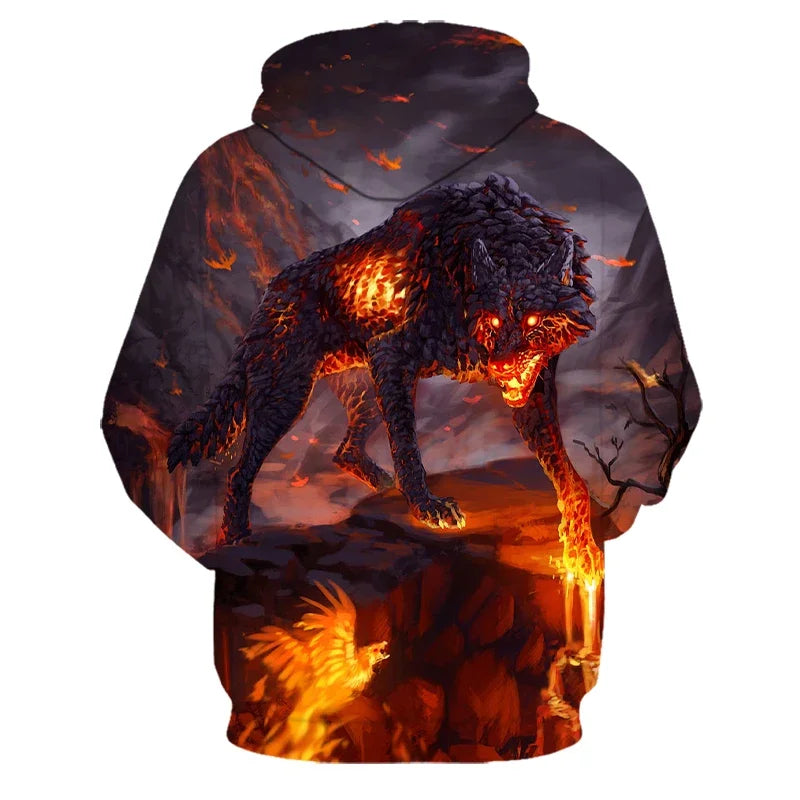 Animal Wolf – bluzy z kapturem drukowane w 3D dla mężczyzn i kobiet, modne, codzienne, oversize, swetry typu pullover, styl hip-hopowy, Harajuku, odzież uliczna