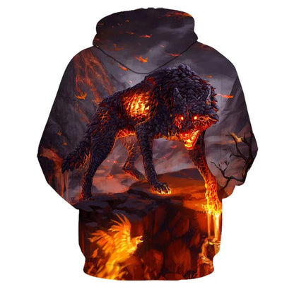 Animal Wolf – bluzy z kapturem drukowane w 3D dla mężczyzn i kobiet, modne, codzienne, oversize, swetry typu pullover, styl hip-hopowy, Harajuku, odzież uliczna