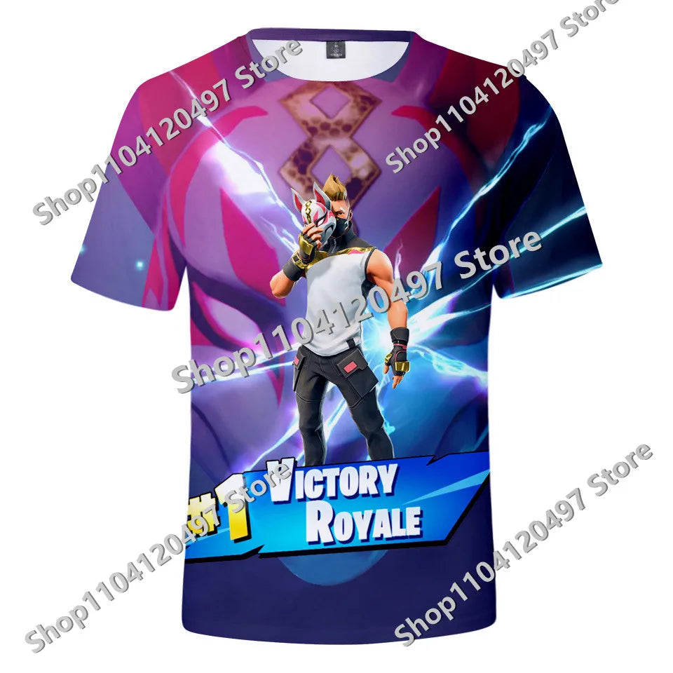 Japán anime Fortnite nyári póló férfiaknak és nőknek, Battle Royale, rövid ujjú, hétköznapi, kényelmes, laza Harajuku streetwear