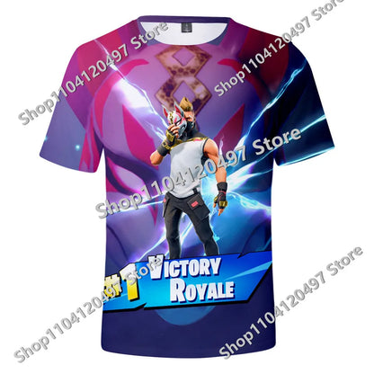 Japán anime Fortnite nyári póló férfiaknak és nőknek, Battle Royale, rövid ujjú, hétköznapi, kényelmes, laza Harajuku streetwear