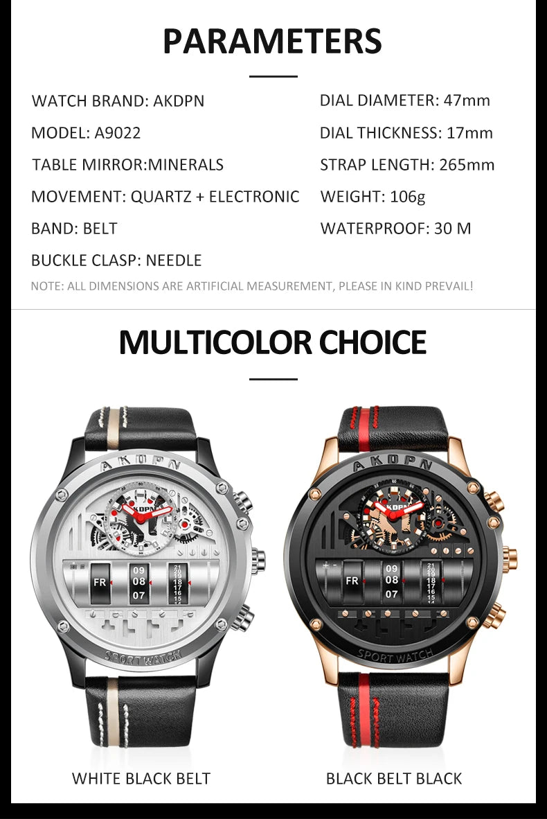 Luxury Electronic Quartz Watch For Men Business Watches Male Creative Men WristWatch Unique Rotate Date Leather Strap Watches