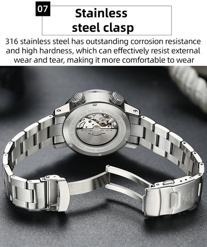 ADDIESDIVE New AD2541 Men Watch 200m Waterproof Sapphire Crystal BGW9 Luminous 316L Stainless Steel Automatic Mechanical Watch