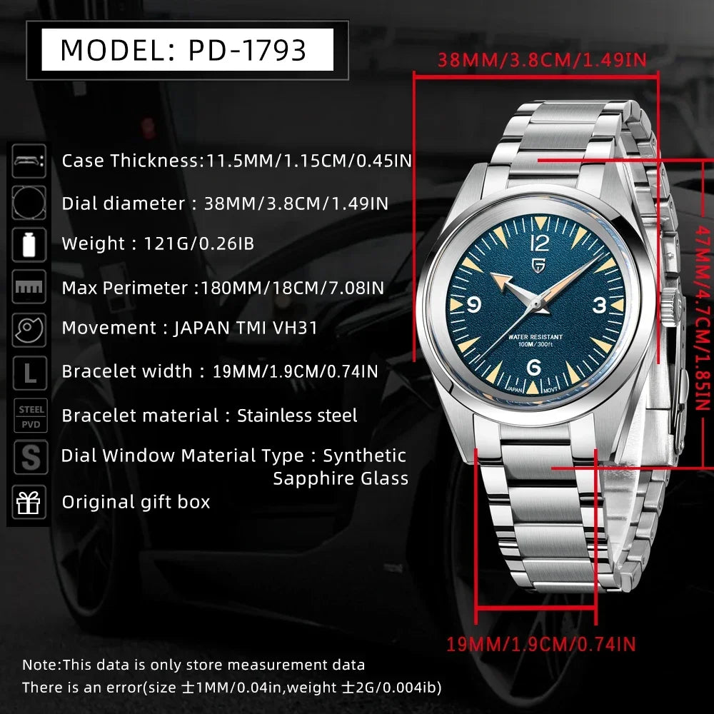 PAGANI DESIGN 2025 New VH31 Casual Men's Quartz Watch Luxury Sapphire Stainless Steel Waterproof 10Bar Luminous C3 reloj hombre