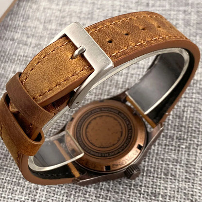 PVD Bronze Case TANDORIO 36mm Military Field Watch Men Japanese NH35A Automatic Movement Sapphire 200M Waterproof Pilot Watches