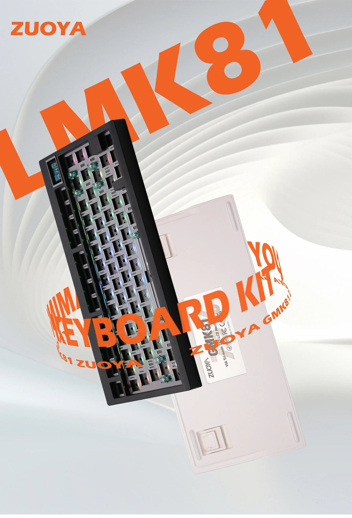 Kit de teclado mecánico ZUOYA GMK81 hot-swappable Bluetooth 2.4G inalámbrico con retroiluminación RGB, estructura gasket y soporte para