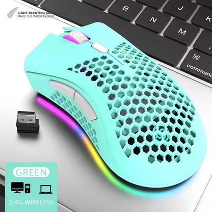 BM600 Rechargeable USB 2.4G Wireless RGB Light Honeycomb Gaming Mouse Desktop PC Computers Notebook Laptop Mice Mause Gamer