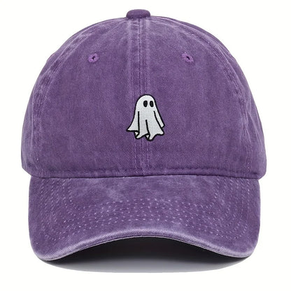 Halloween Embroidered Baseball Hat with Cute Ghost Pattern Simple Style Suitable for Men and Women
