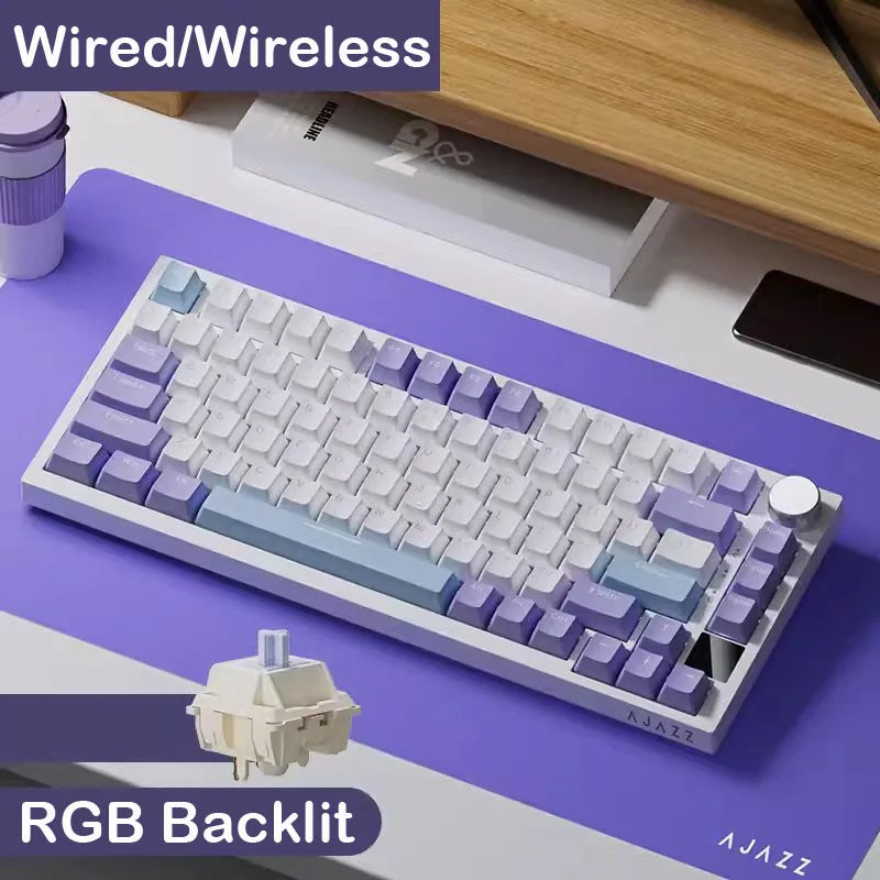 Teclado mecánico gaming AJAZZ AK820 Pro con cable e inalámbrico, switches intercambiables en caliente, retroiluminación RGB trimodo, diseño compacto 70%, PC/Mac