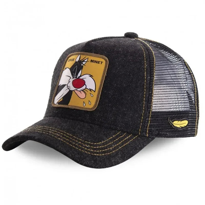 Hot Sale Unisex Anime Cartoon Cap High Quality Embroidered Patch Draw Baseball Cap Male Female Trucker Hat Mesh Hats Sun Hat