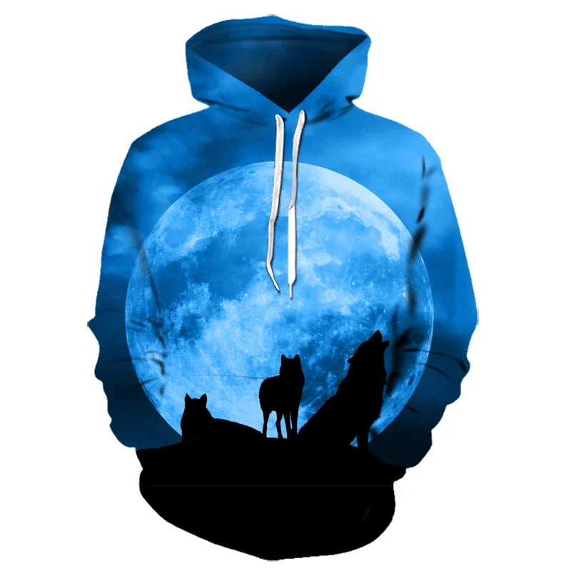 Animal Wolf – bluzy z kapturem drukowane w 3D dla mężczyzn i kobiet, modne, codzienne, oversize, swetry typu pullover, styl hip-hopowy, Harajuku, odzież uliczna