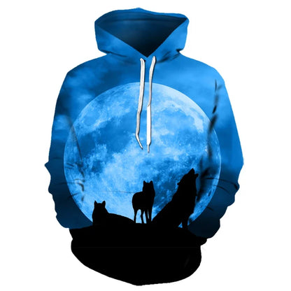 Animal Wolf – bluzy z kapturem drukowane w 3D dla mężczyzn i kobiet, modne, codzienne, oversize, swetry typu pullover, styl hip-hopowy, Harajuku, odzież uliczna