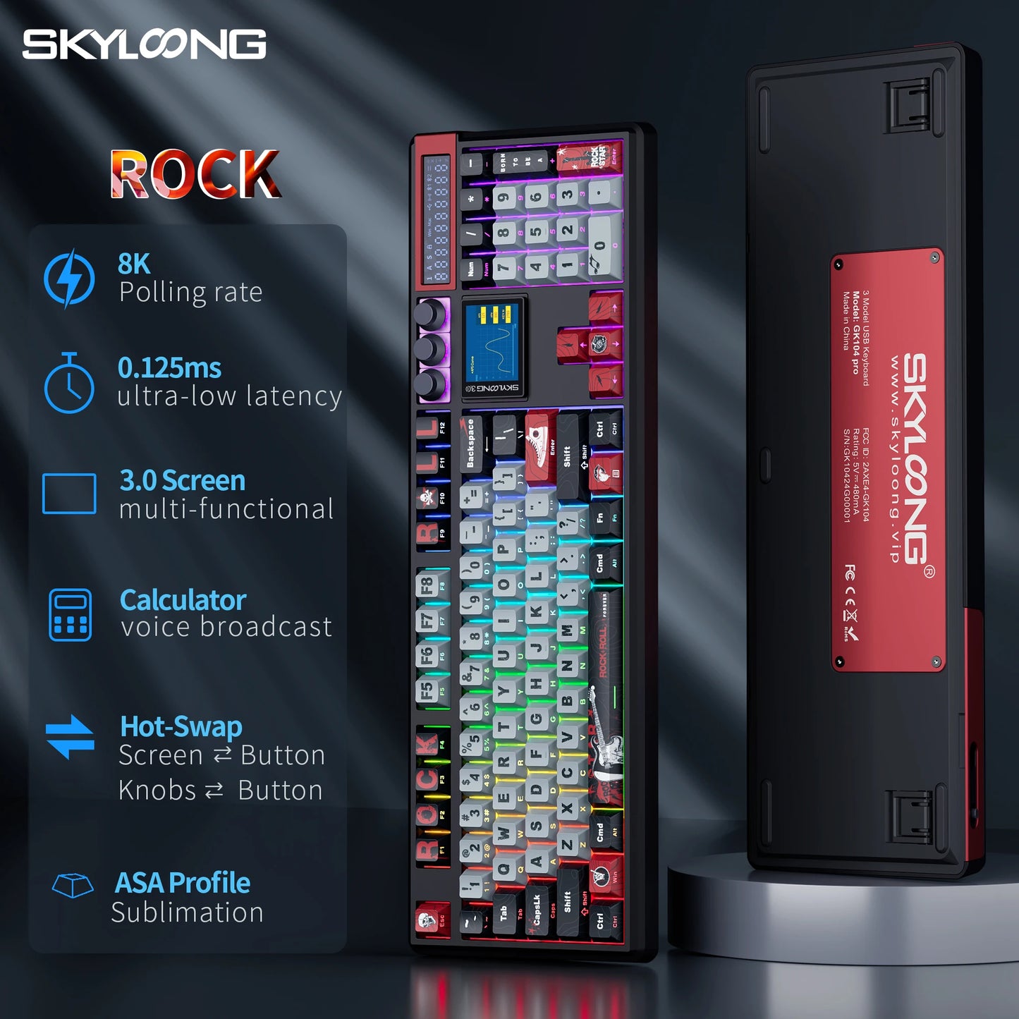 Tastiera meccanica wireless SKYLOONG GK104 Pro 100% personalizzata, switch low-noise hot-swap per PC gamer e accessori da ufficio