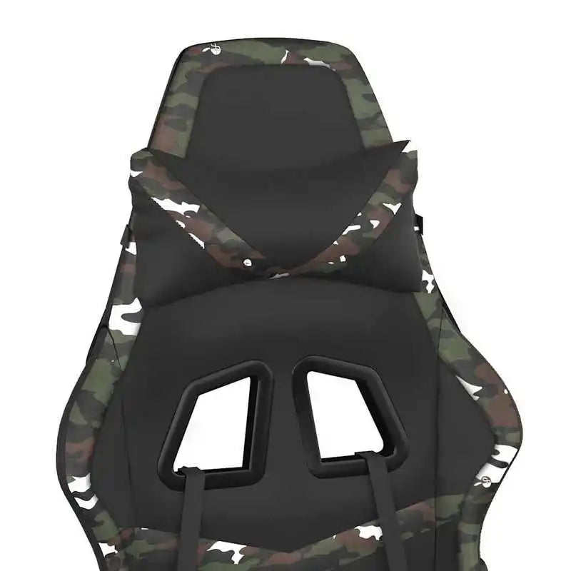 Gaming Chair Massage Footrest Black & Camouflage 67X64X116-127 cm in Imitation Leather, 360 Adjustable Reclining Seat ° Load Capacity 110 kg