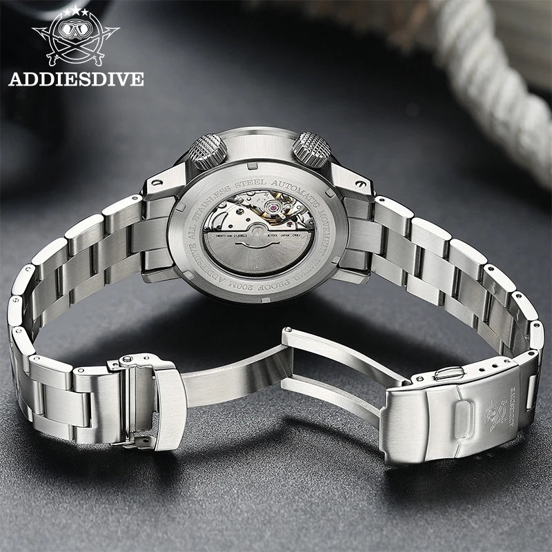 ADDIESDIVE New AD2541 Men Watch 200m Waterproof Sapphire Crystal BGW9 Luminous 316L Stainless Steel Automatic Mechanical Watch