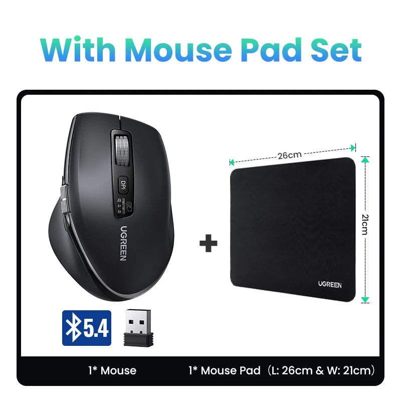 UGREEN  Wireless Mouse Hyper-Fast Scroll Bluetooth 5.4 2.4G Ergonomic 5000DPI for MacBook Tablet Laptops Computer PC Mice