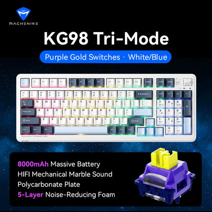 MACHENIKE KG98 Tri Mode Mechanical Keyboard 10000mAh Bluetooth Full Size Wireless Gaming Keyboards For PC Laptop Gamer