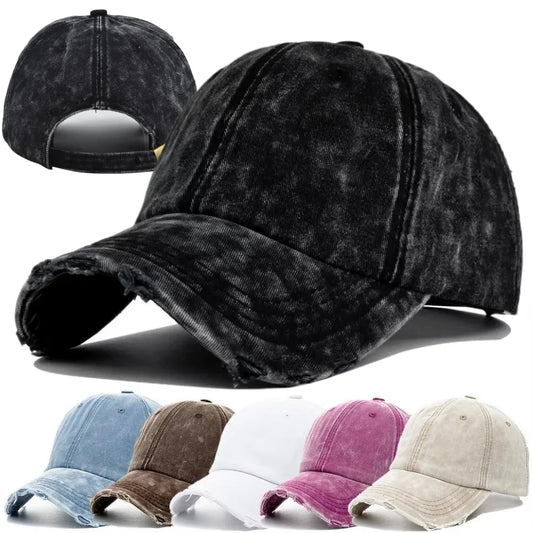 New Unisex Washed Cotton Cap High Quality Denim Plain Baseball Cap Men Women Adjustable Casual Outdoor Streetwear Fashion Hat