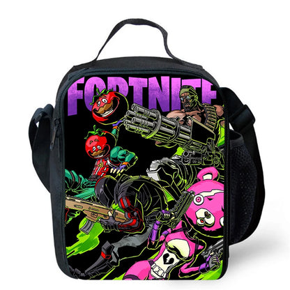 Cartoon FORTNITE Insulated Cooler Lunch Bag Cute Portable Lightweight Picnic Bag for Boys & Girls Age 5-10 Kids Daily Food Bag