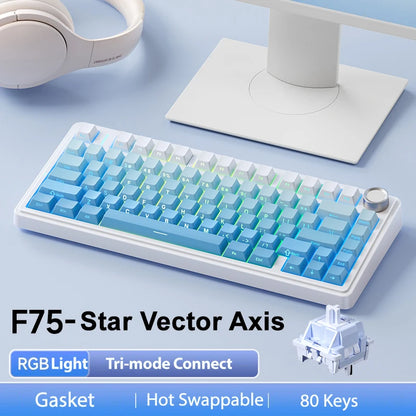 Tastiera meccanica gaming wireless AULA F75 Pro con montaggio gasket, RGB personalizzato, layout 75% e keycap PBT con incisione laterale